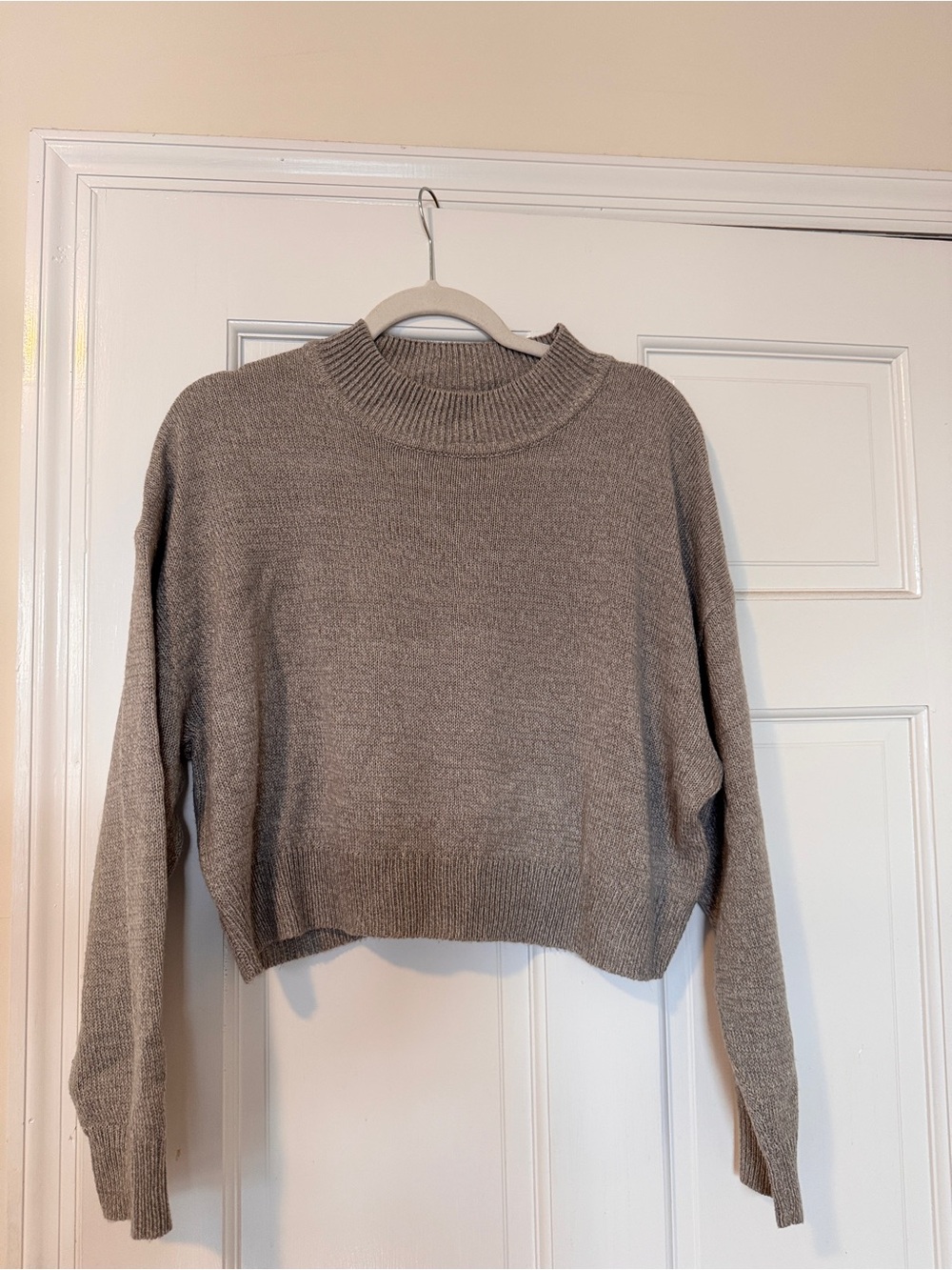 Women's H&M Mockneck Cropped Knit Sweater - Grey